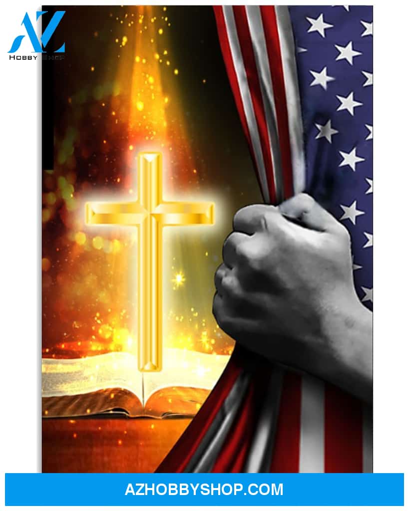Jesus Christ Proud American Flag Easter Canvas And Poster, Wall Decor Visual Art, Wall Poster, My Poster Wall
