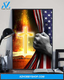 Jesus Christ Proud American Flag Easter Canvas And Poster, Wall Decor Visual Art, Wall Poster, My Poster Wall