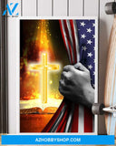 Jesus Christ Proud American Flag Easter Canvas And Poster, Wall Decor Visual Art, Wall Poster, My Poster Wall