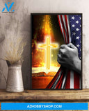 Jesus Christ Proud American Flag Easter Canvas And Poster, Wall Decor Visual Art, Wall Poster, My Poster Wall