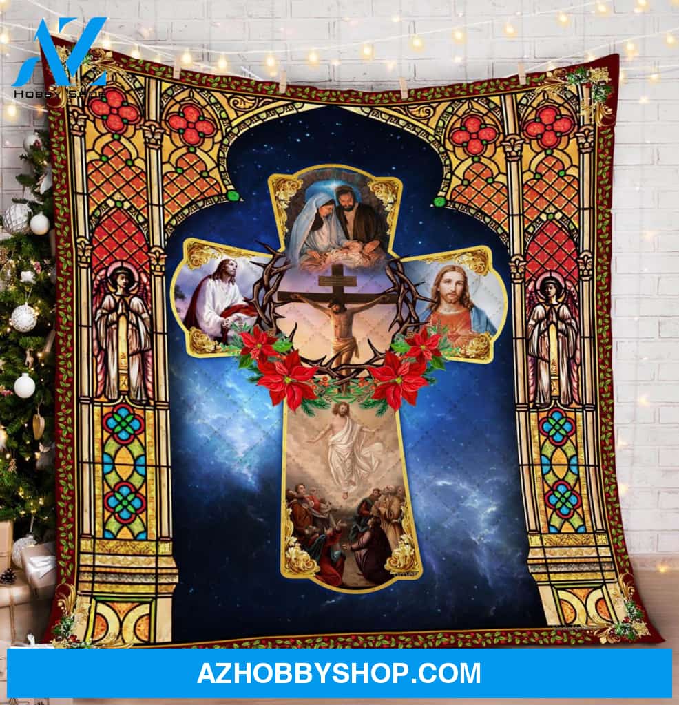 Jesus Christian Cross Christmas Fleece Blanket