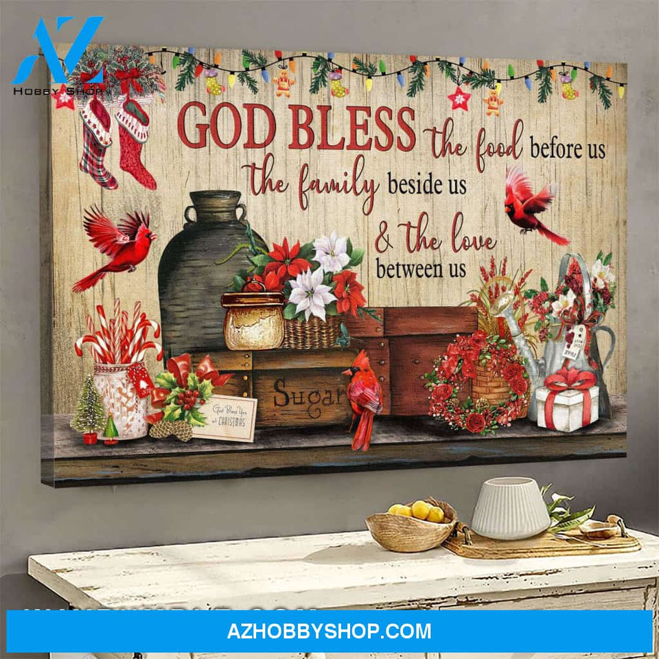 Jesus - Christmas and Cardinal - God bless the family beside us & the love between us - Landscape Canvas Prints, Wall Art