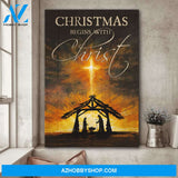 Jesus - Christmas begins whit Christ - Portrait Canvas Prints, Wall Art