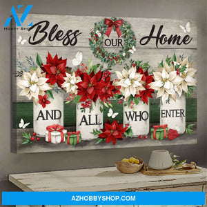 Jesus - Christmas decoration - Bless our home and all who enter - Landscape Canvas Prints, Wall Art
