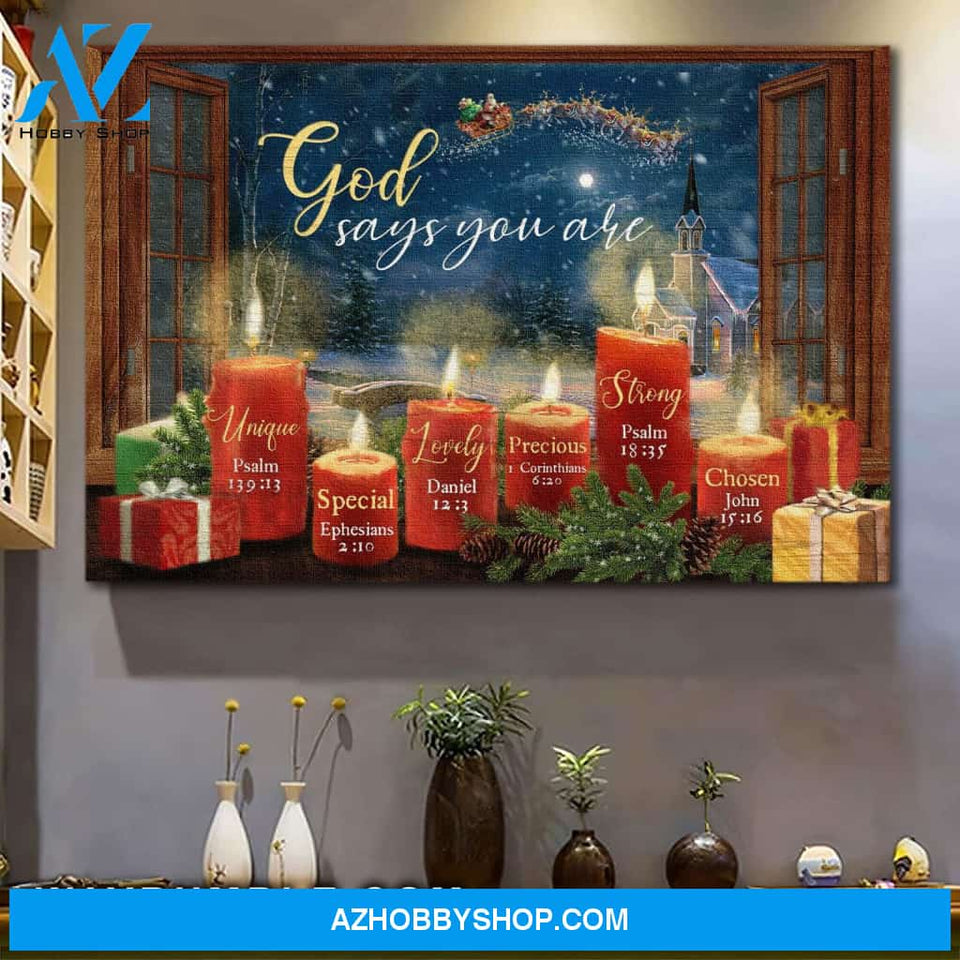 Jesus - Christmas night scene - God says you are - Landscape Canvas Prints, Wall Art