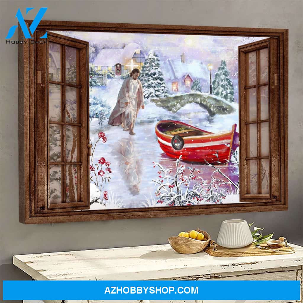 Jesus - Christmas - Walking to the boat - Landscape Canvas Prints, Wall Art