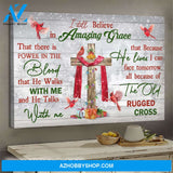 Jesus - Christmas with cardinal on cross - I still believe in amazing grace - Landscape Canvas Prints, Wall Art