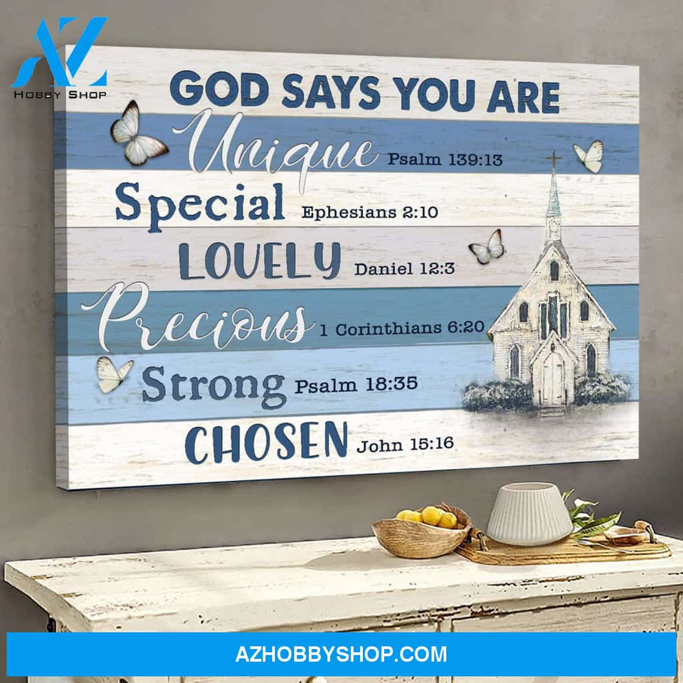 Jesus - Church and butterfly - God says you are - Landscape Canvas Prints, Wall Art