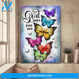 Jesus - Colorful butterfly - God says you are - Portrait Canvas Prints - Wall Art