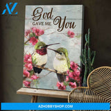 Jesus - Couple of hummingbirds - God gave me you - Portrait Canvas Prints, Wall Art