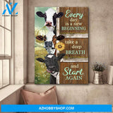 Jesus - Cow on farm - Every day is a new beginning - Portrait Canvas Prints, Wall Art