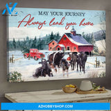 Jesus - Cows in the snow - May your journey always lead you home - Landscape Canvas Prints, Wall Art
