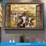 Jesus - Cows on farm - Window frame - God gave me you - Landscape Canvas Prints, Wall Art