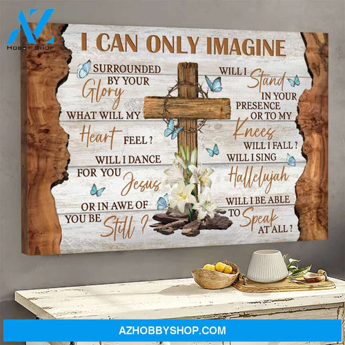 Jesus - Cross with lilies - I can only imagine - Landscape Canvas Prints, Wall Art