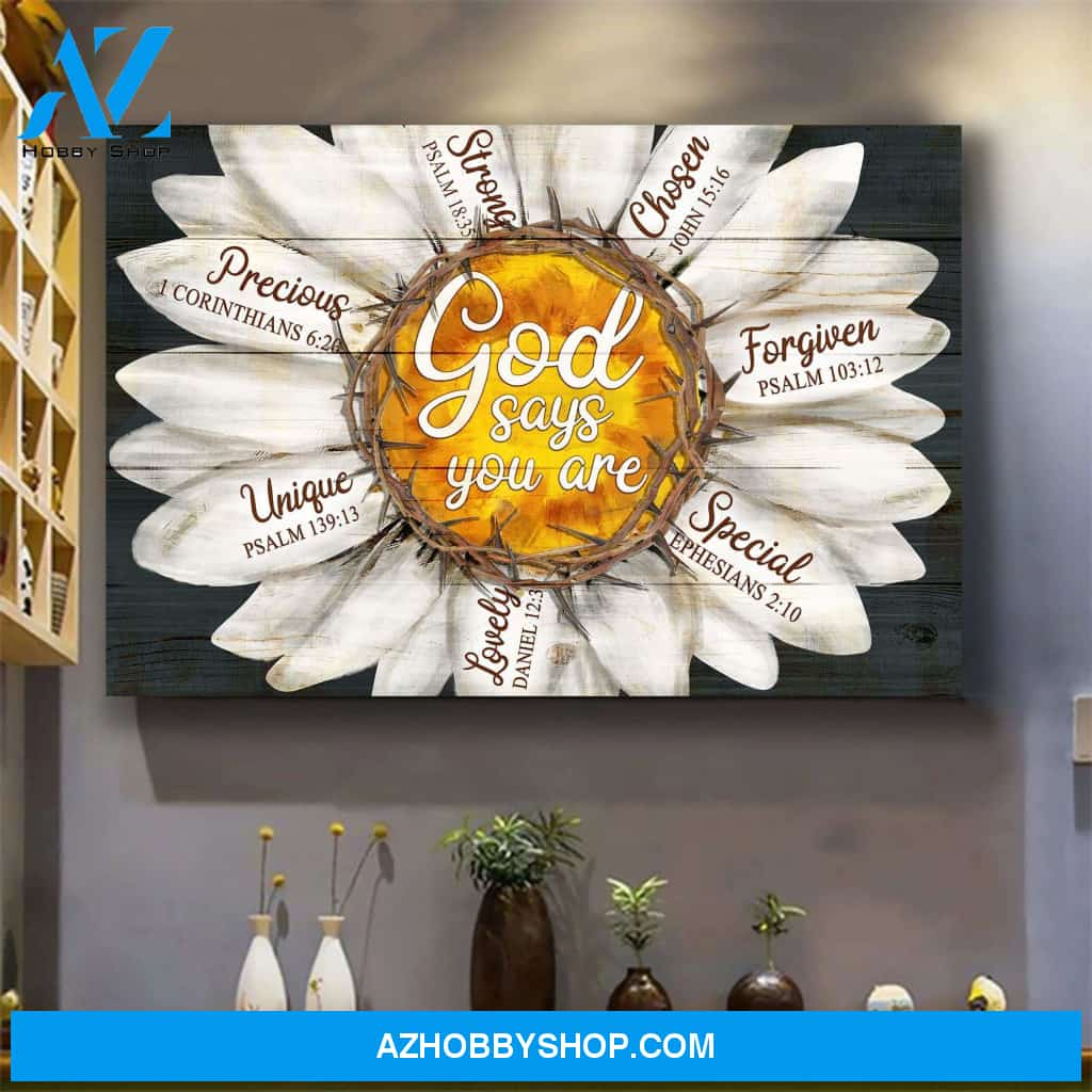 Jesus - Daisy flower - God says you are- Landscape Canvas Prints - Wall Art