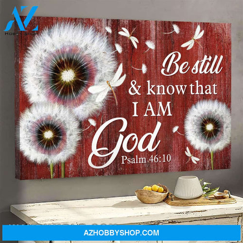 Jesus - Dandelion and crimson background - Be still & know that I am God - Landscape Canvas Prints, Wall Art
