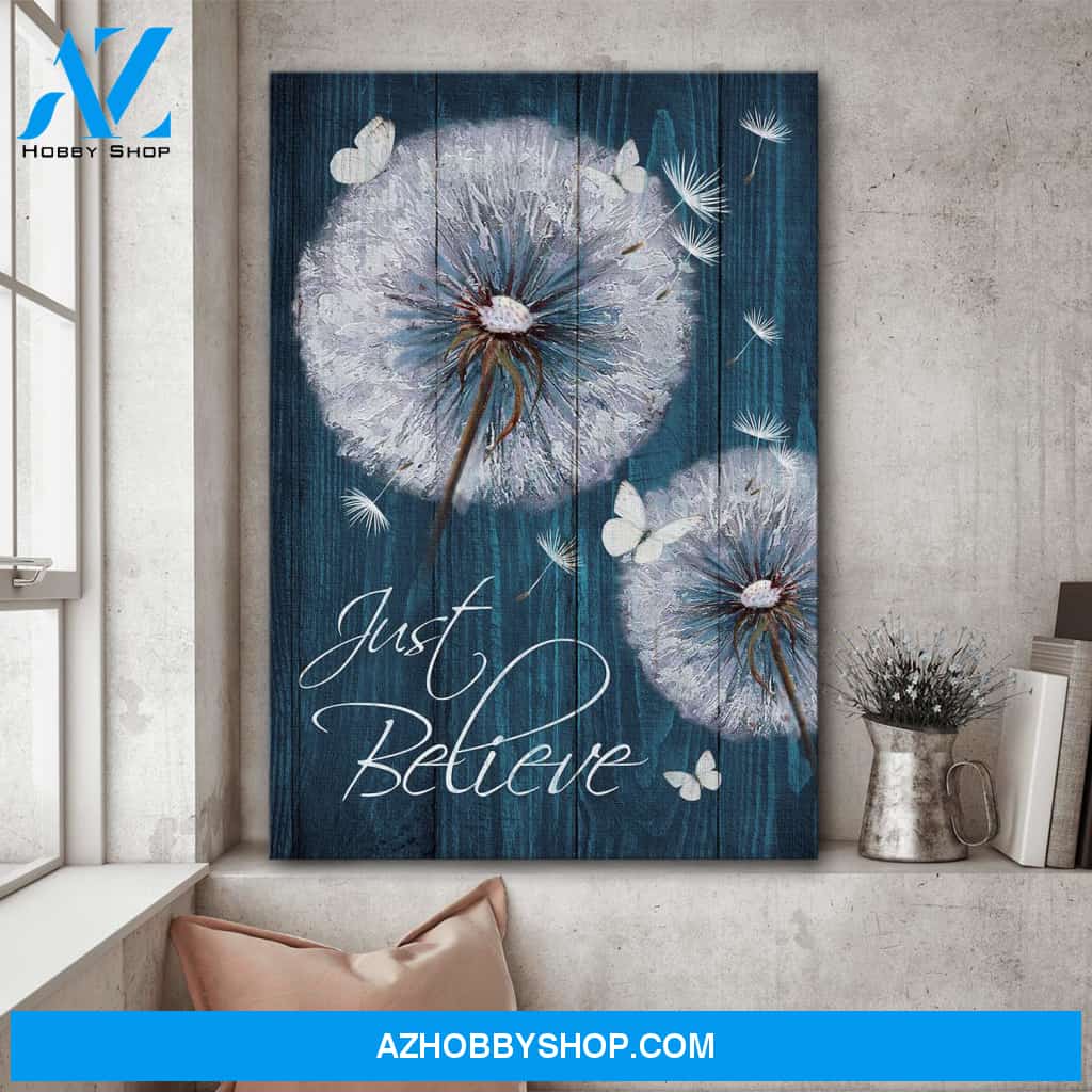 Jesus - Dandelion - Just believe - Portrait Canvas Prints, Wall Art