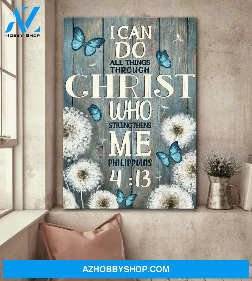 Jesus - Dandelion with butterfly - I can do all things through Christ who strengthens me - Portrait Canvas Prints, Wall Art