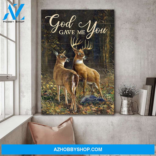 Jesus - Deer couple - God gave me you - Portrait Canvas Prints, Wall Art