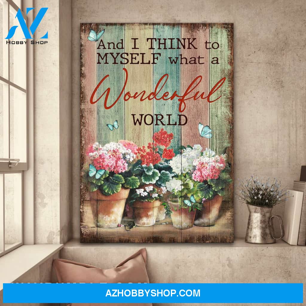 Jesus - Flower pots - And I think to myself what a wonderful world - Portrait Canvas Prints, Wall Art