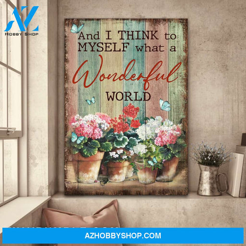 Jesus - Flower pots - And I think to myself what a wonderful world - Portrait Canvas Prints, Wall Art