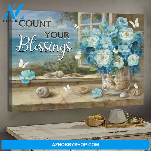 Jesus - Flower vase by the window - Count your blessings - Landscape Canvas Prints, Wall Art