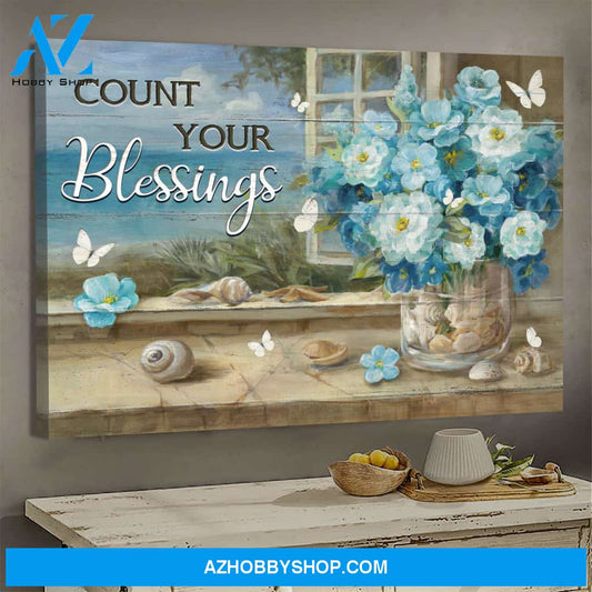Jesus - Flower vase by the window - Count your blessings - Landscape Canvas Prints, Wall Art
