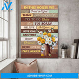 Jesus - Flower vase with hummingbird - In this house we trust in God - Portrait Canvas Prints, Wall Art