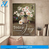 Jesus - Flower vase with hummingbird - Today I choose joy - Portrait Canvas Prints, Wall Art