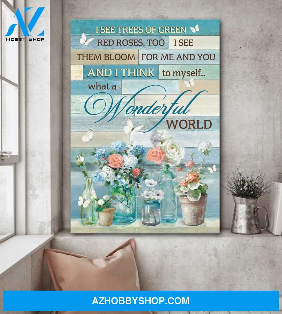 Jesus - Flower - What a wonderful world - Portrait Canvas Prints, Wall Art