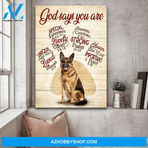 Jesus - German shepherd - God says you are - Portrait Canvas Prints, Wall Art