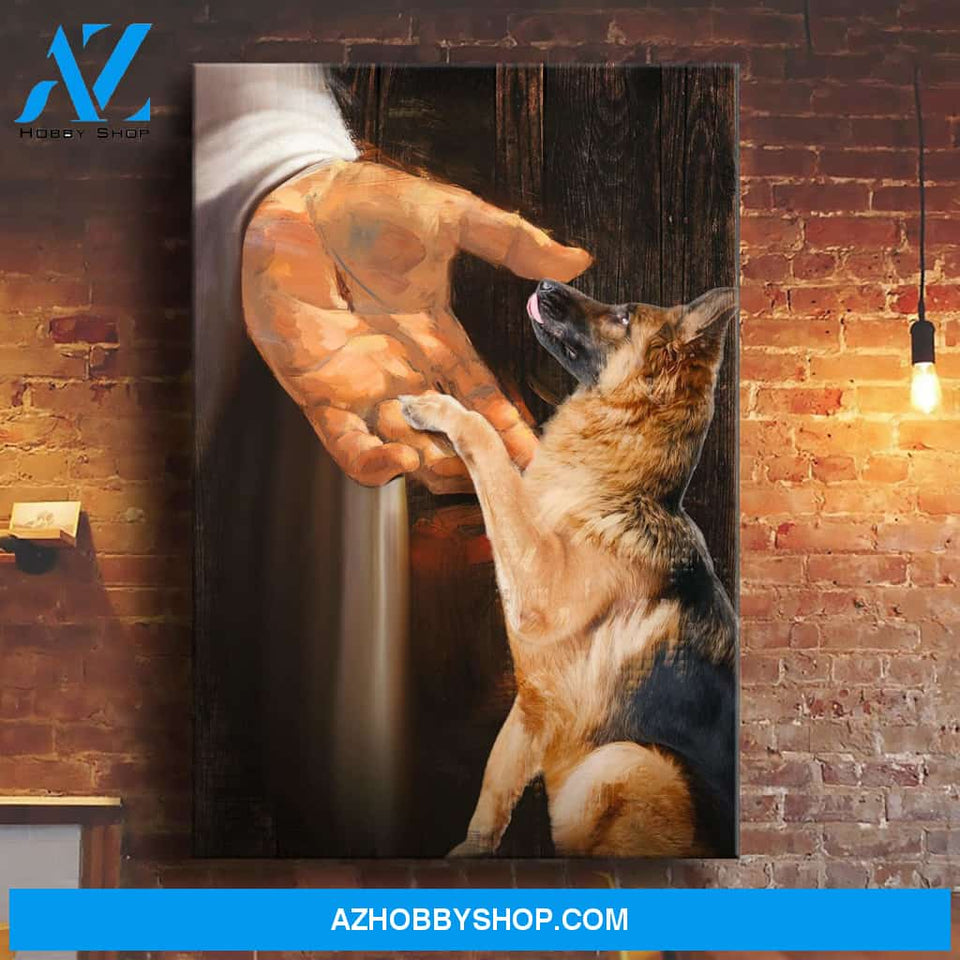 Jesus - German Shepherd In the hand of God - Portrait Canvas Prints, Wall Art