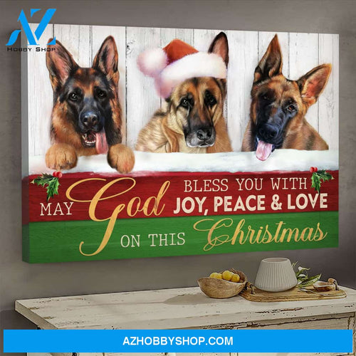Jesus - German Shepherd - May God bless you with joy, peace and love on Christmas - Landscape Canvas Prints, Wall Art