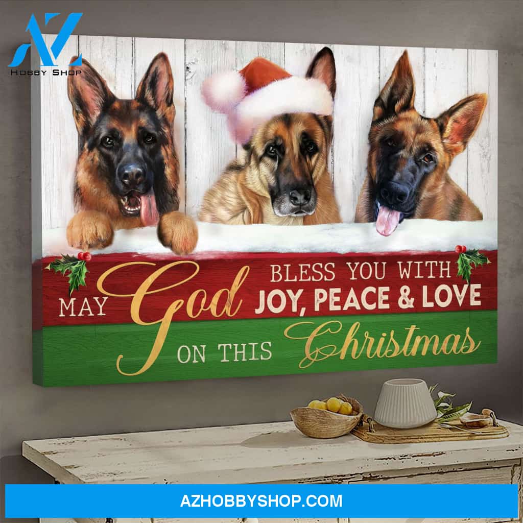 Jesus - German Shepherd - May God bless you with joy, peace and love on Christmas - Landscape Canvas Prints, Wall Art