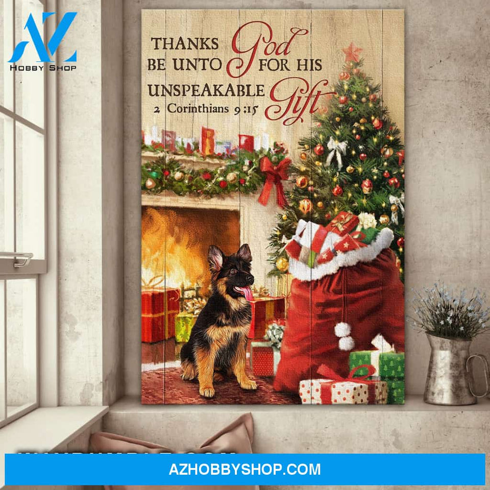 Jesus - German shepherd with Christmas - Thanks god be unto for his unspeakable gift - Portrait Canvas Prints, Wall Art