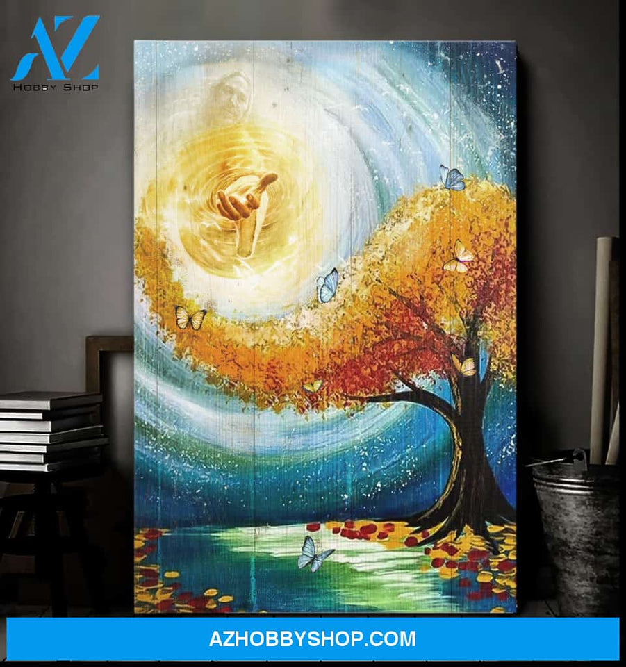Jesus - God Gives Hand Gorgeous Autumn Landscape - Matte Canvas, Gift for you, gift for him, gift for her, gift for Christian