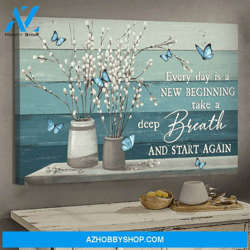 Jesus God Horizontal Canvas Wall Art - God Wall Art - Every Day Is A New Beginning - Blue Butterfly