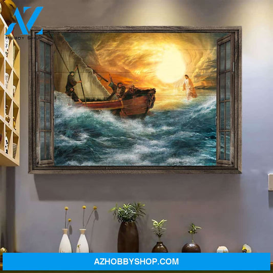Jesus guides us through storm - Jesus Landscape Canvas Prints - Wall Art