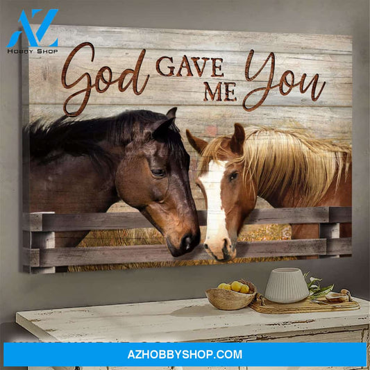 Jesus - Horse couple - God gave me you - Landscape Canvas Prints, Wall Art