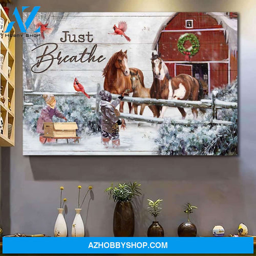 Jesus - Horse farm with 2 children - Just breathe - Landscape Canvas Prints, Wall Art