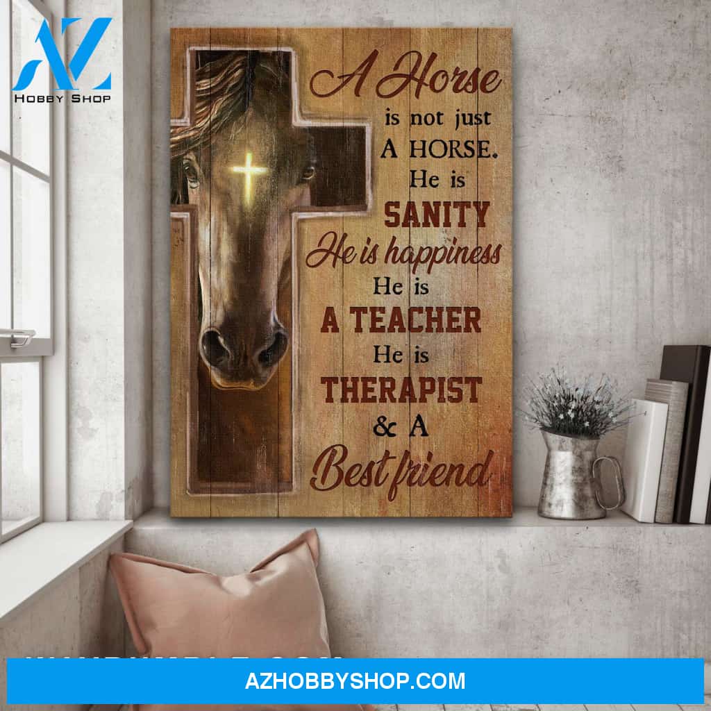 Jesus - Horse with shinning cross - A horse is not just a horse - Portrait Canvas Prints, Wall Art