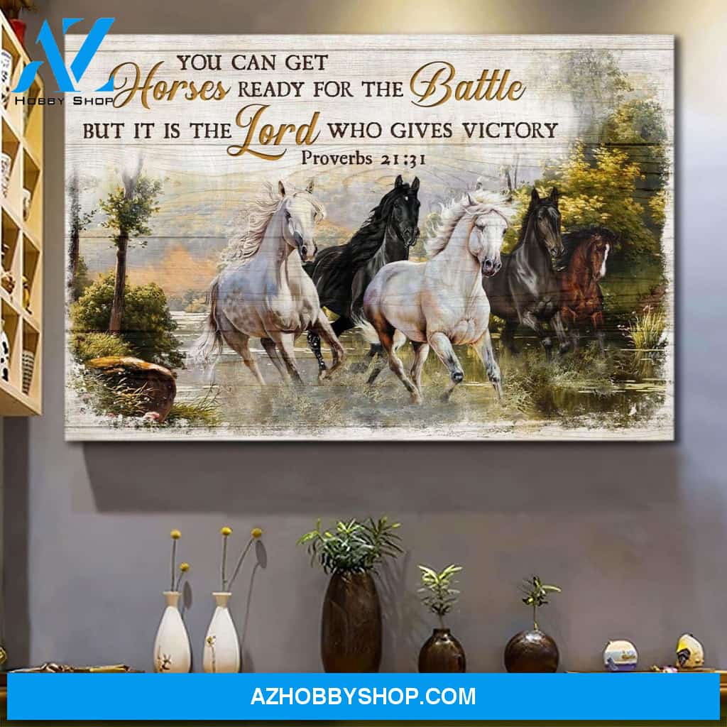 Jesus - Horses - It is the Lord who gives victory - Landscape Canvas Prints, Wall Art