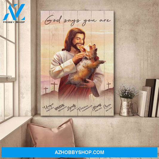 Jesus - Jesus hugging Yorkshire - God says you are - Portrait Canvas Prints, Wall Art