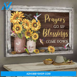 Jesus - Hummingbird and Sunflower - Prayers go up Blessings come down - Landscape Canvas Prints, Wall Art