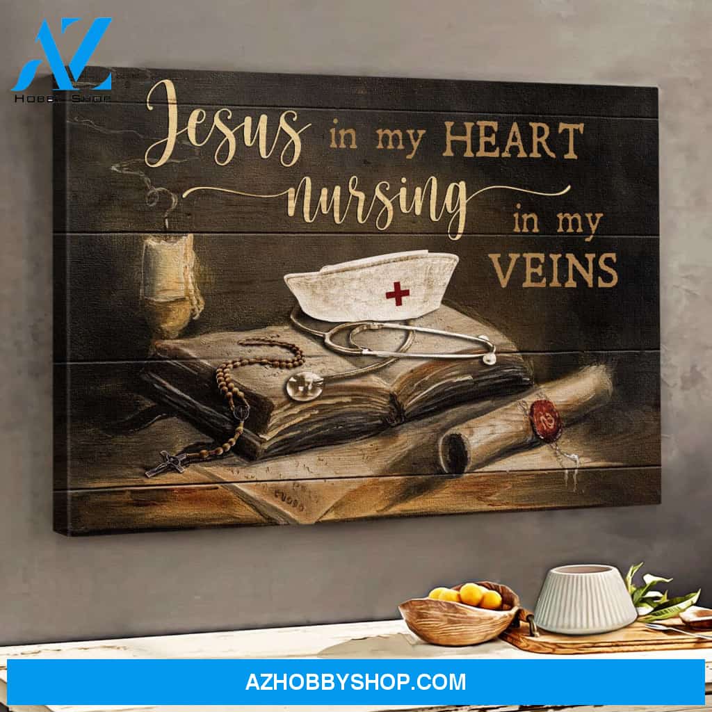 Jesus in my heart nursing in my veins Landscape Canvas Prints, Wall Art