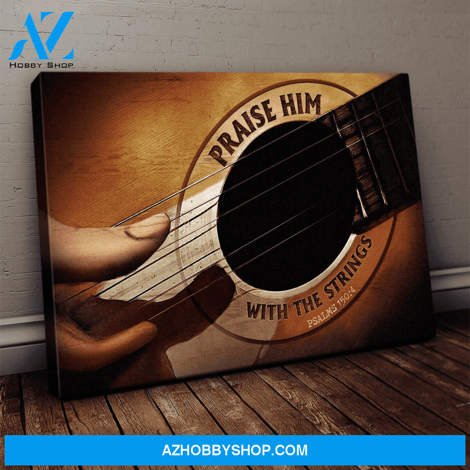 Jesus Landscape Canvas Wall Art - God Wall Art - Jesus And Guitar - Praise Him With Strings