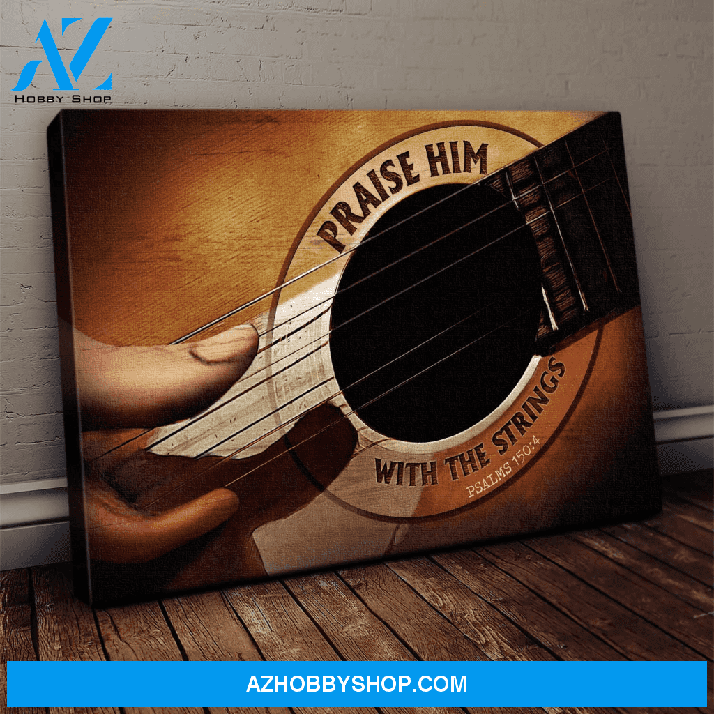 Jesus Landscape Canvas Wall Art - God Wall Art - Jesus And Guitar - Praise Him With Strings