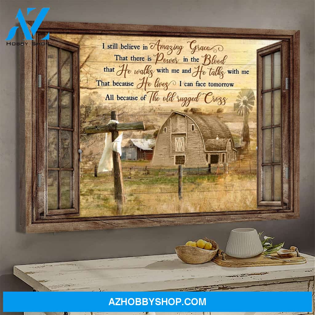 Jesus Landscape Canvas Wall Art - God Wall Art - I still believe in amazing grace Window frame Canvas