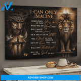 Jesus Landscape Canvas Wall Art - God Wall Art - Wooden Cross And The Lion Of Judah - I Can Only Imagine