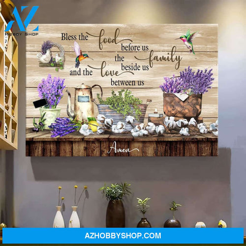 Jesus - Lavender and Cotton flower - Bless the food before us The family beside us & The love between us - Landscape Canvas Prints - Wall Art